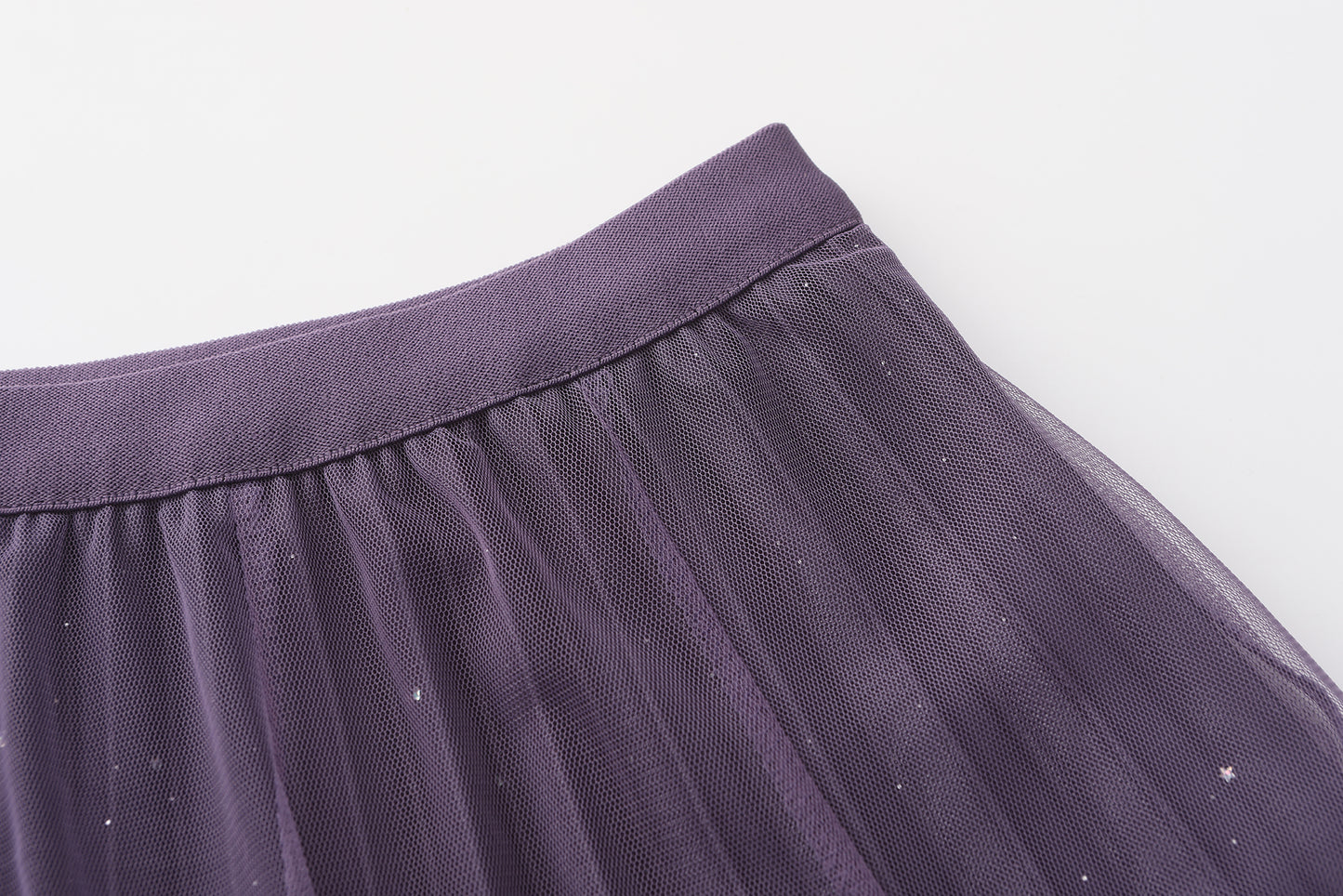 pleating mesh Skirt with ombre effect and glitters (Violet)