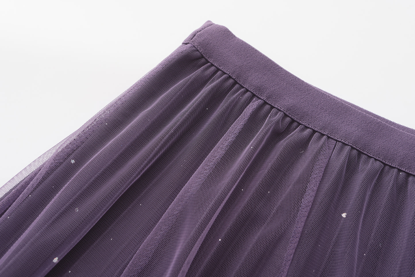 pleating mesh Skirt with ombre effect and glitters (Violet)