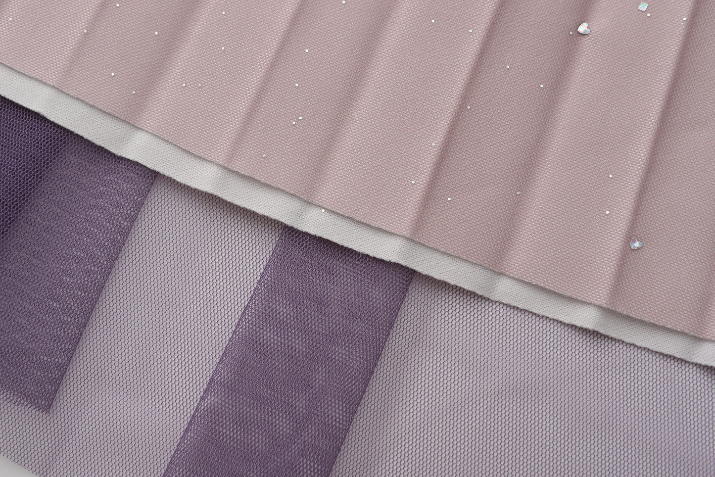 pleating mesh Skirt with ombre effect and glitters (Violet)