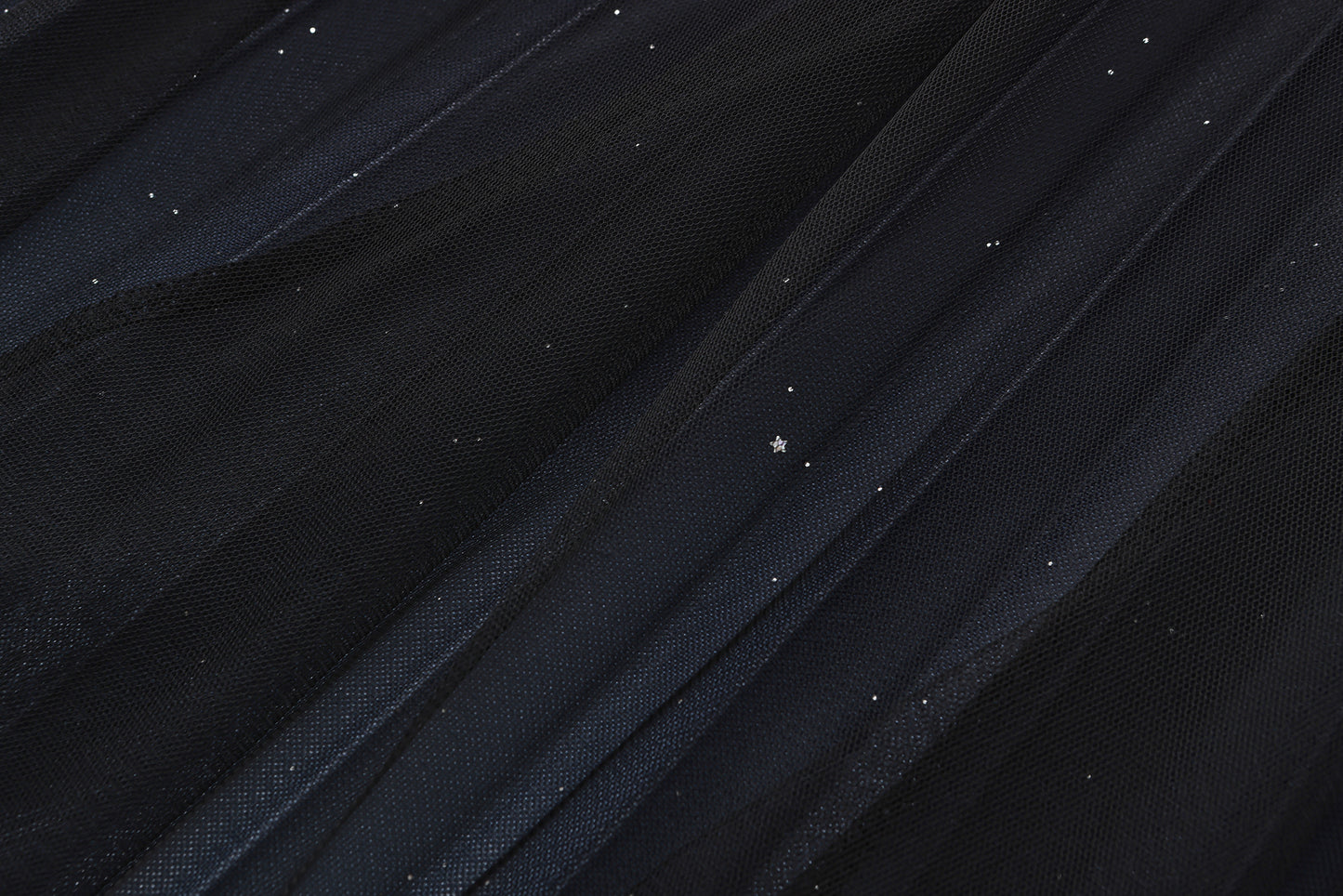 pleating mesh Skirt with ombre effect and glitters (Black)