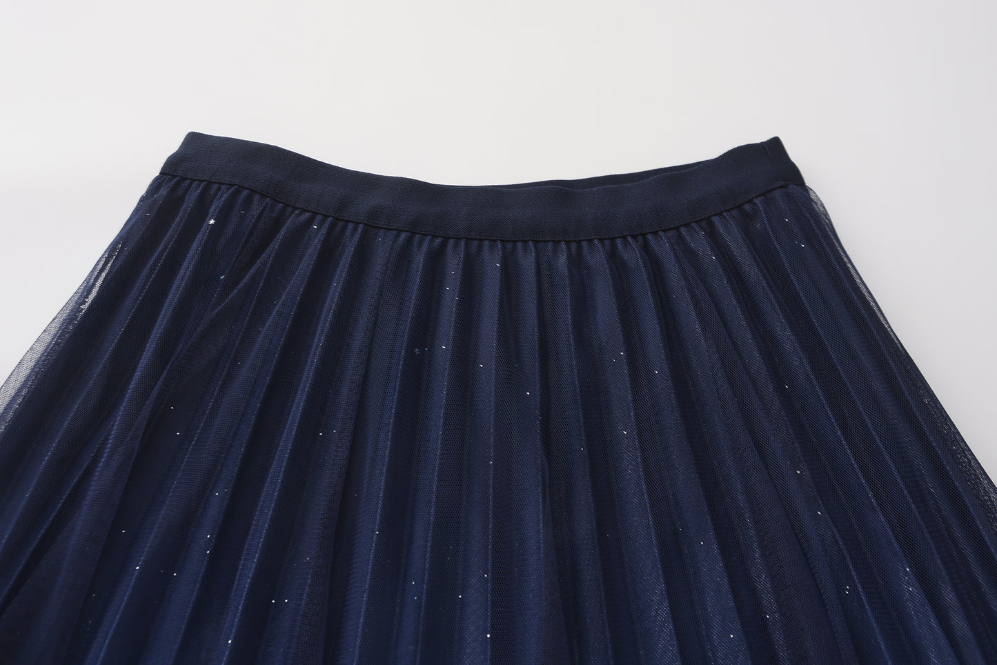pleating mesh Skirt with ombre effect and glitters (Midnight Blue)