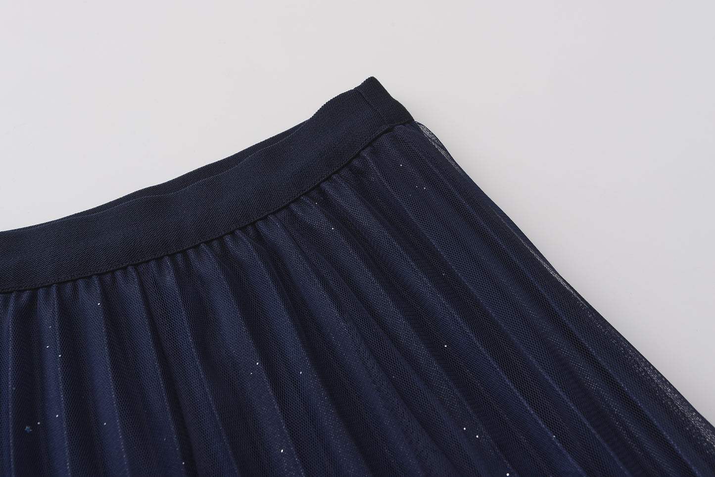 pleating mesh Skirt with ombre effect and glitters (Midnight Blue)