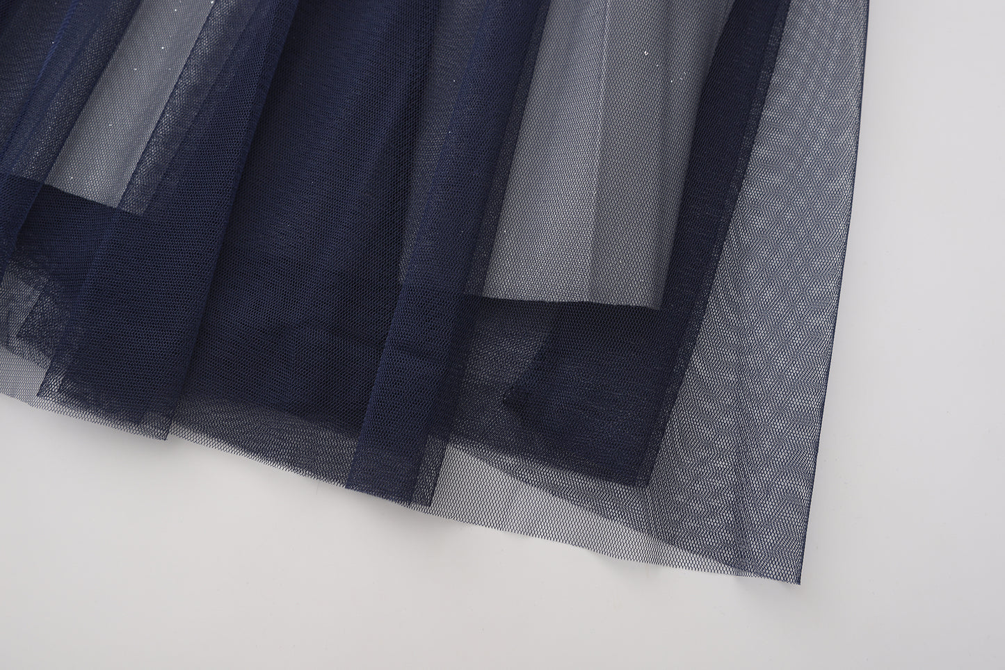pleating mesh Skirt with ombre effect and glitters (Midnight Blue)