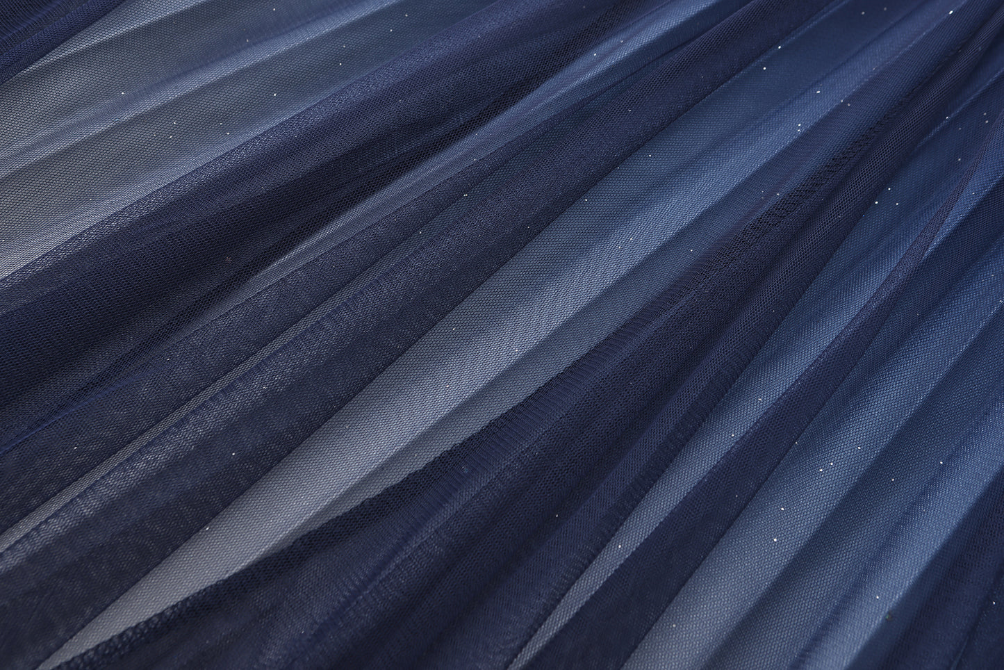pleating mesh Skirt with ombre effect and glitters (Midnight Blue)