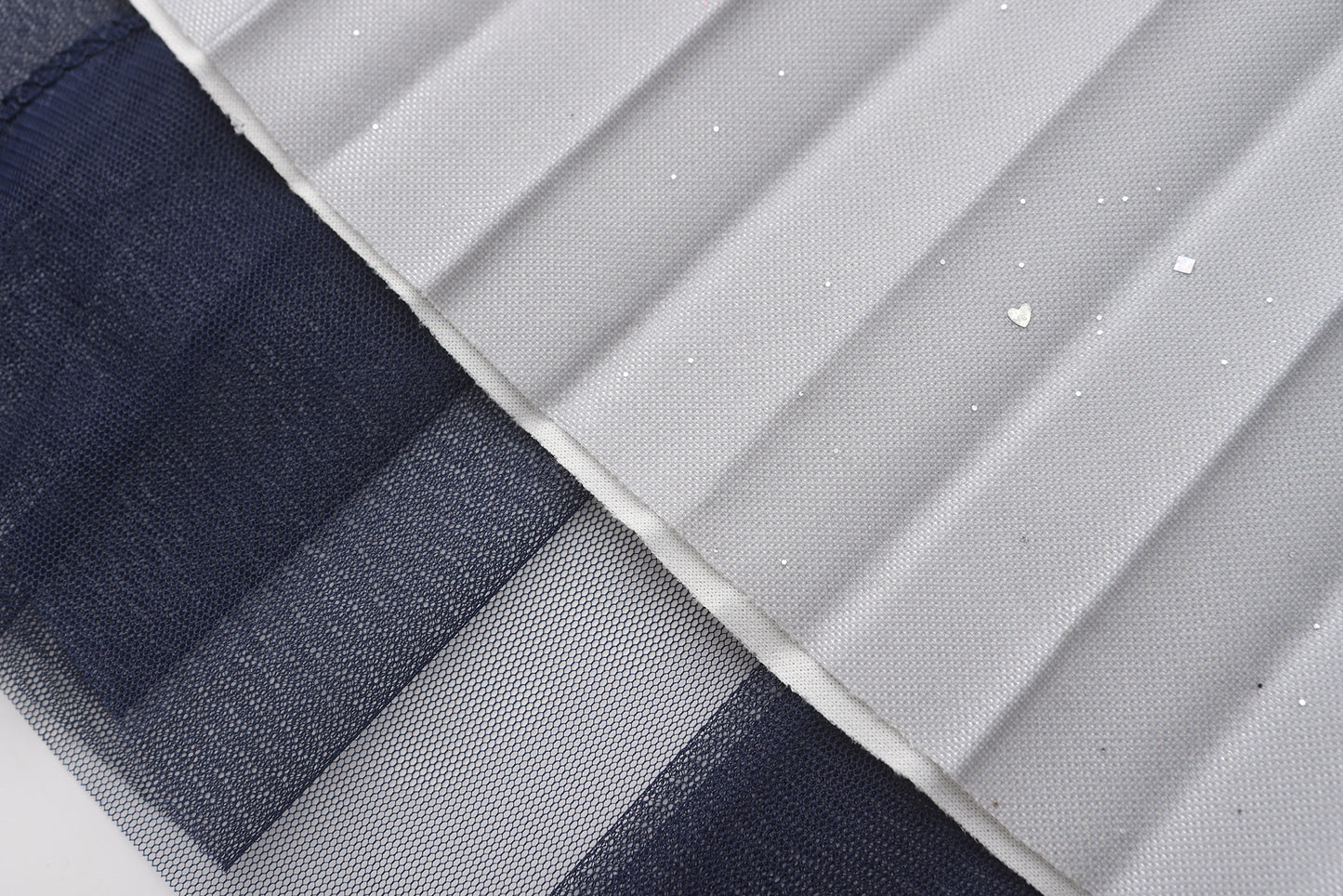 pleating mesh Skirt with ombre effect and glitters (Midnight Blue)