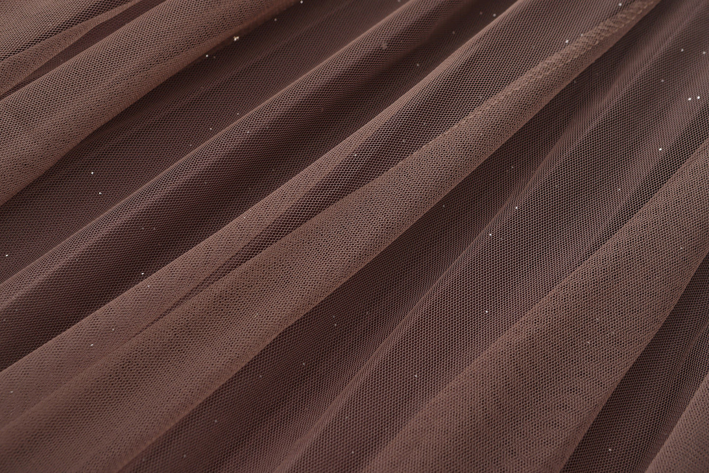 pleating mesh Skirt with ombre effect and glitters (Coffee)
