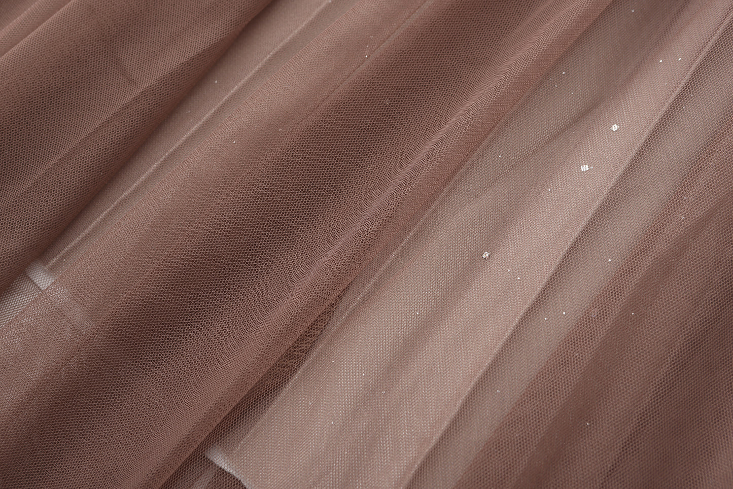 pleating mesh Skirt with ombre effect and glitters (Coffee)