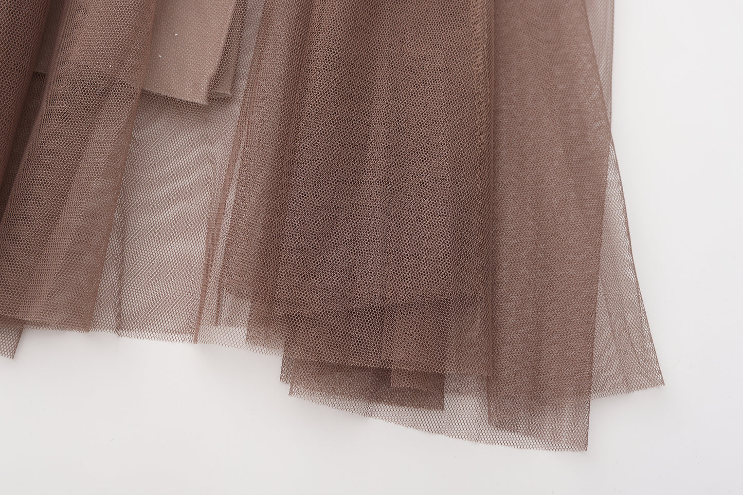 pleating mesh Skirt with ombre effect and glitters (Coffee)