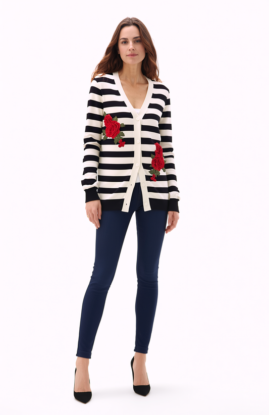 Sweater knit Strip & Rose Cardigan