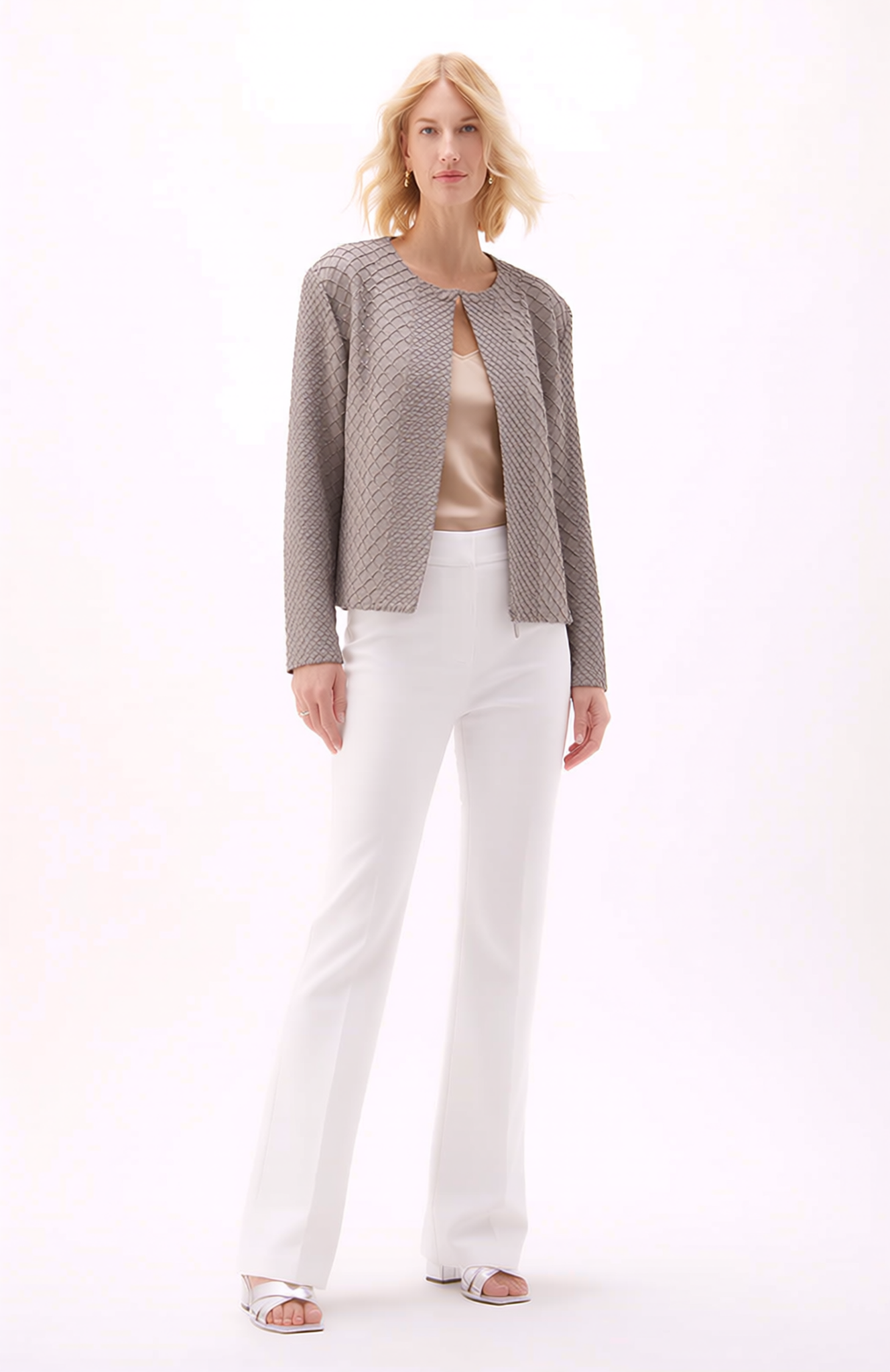 Pleating Jacket- Waffle Weave (Grey)
