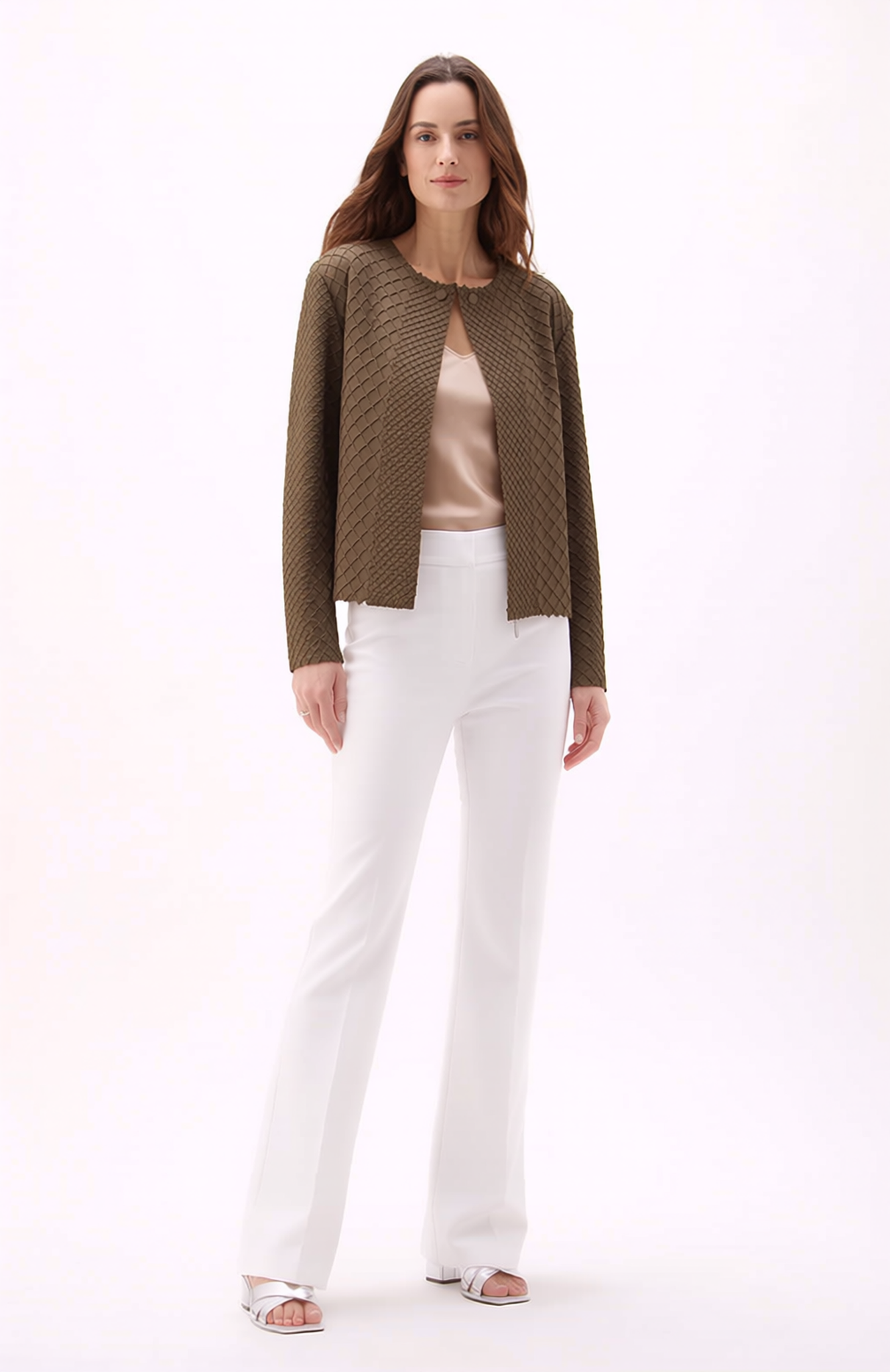 Pleating Jacket- Waffle Weave (Khaki)