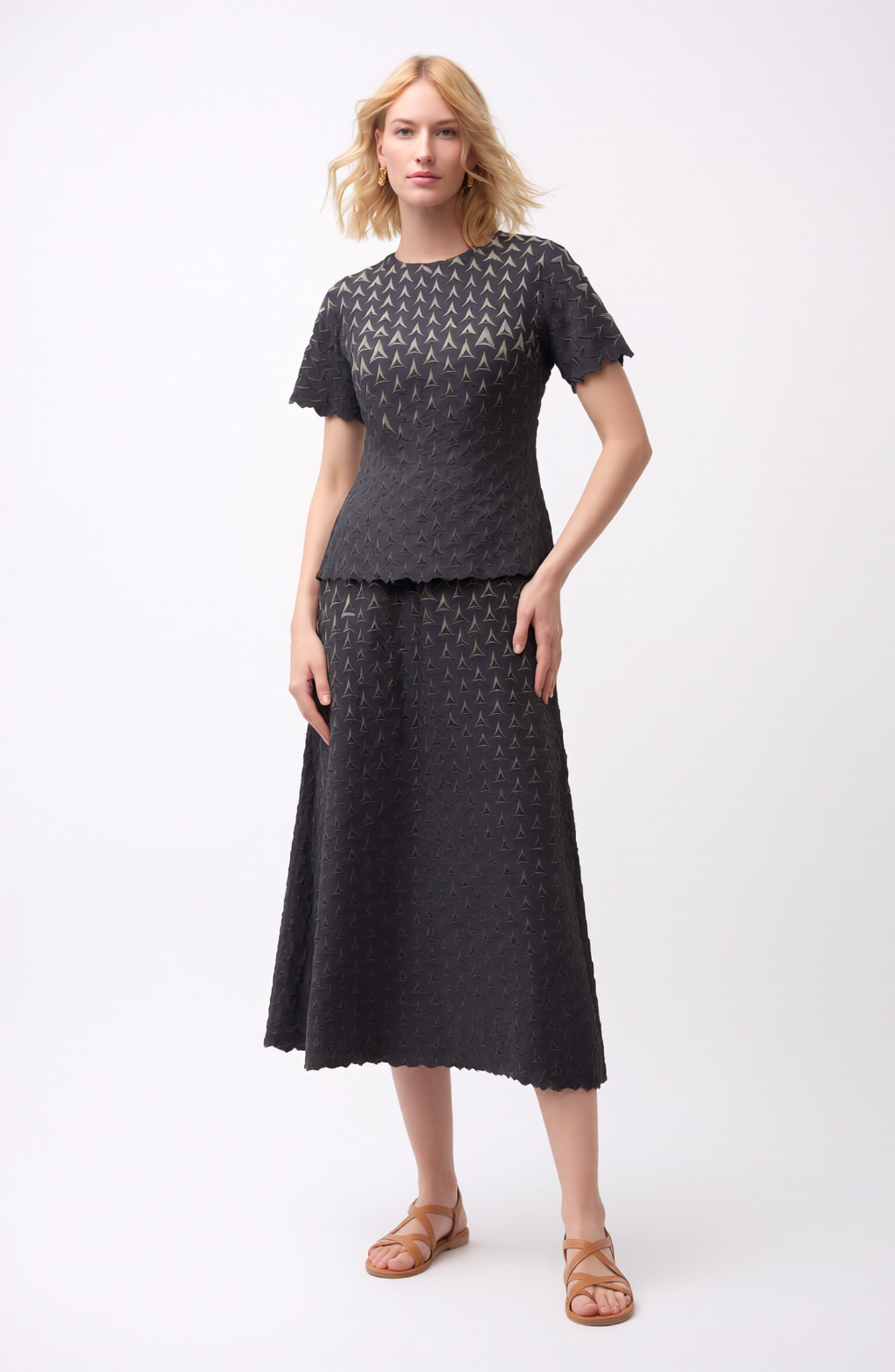 Pleating Midi Skirt- Shadow Tri (Grey)