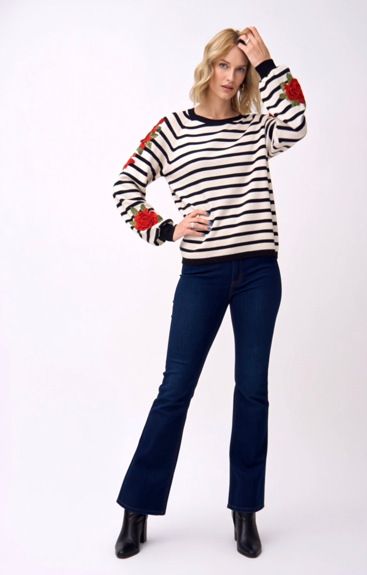Sweater knit Strip & Rose pullover