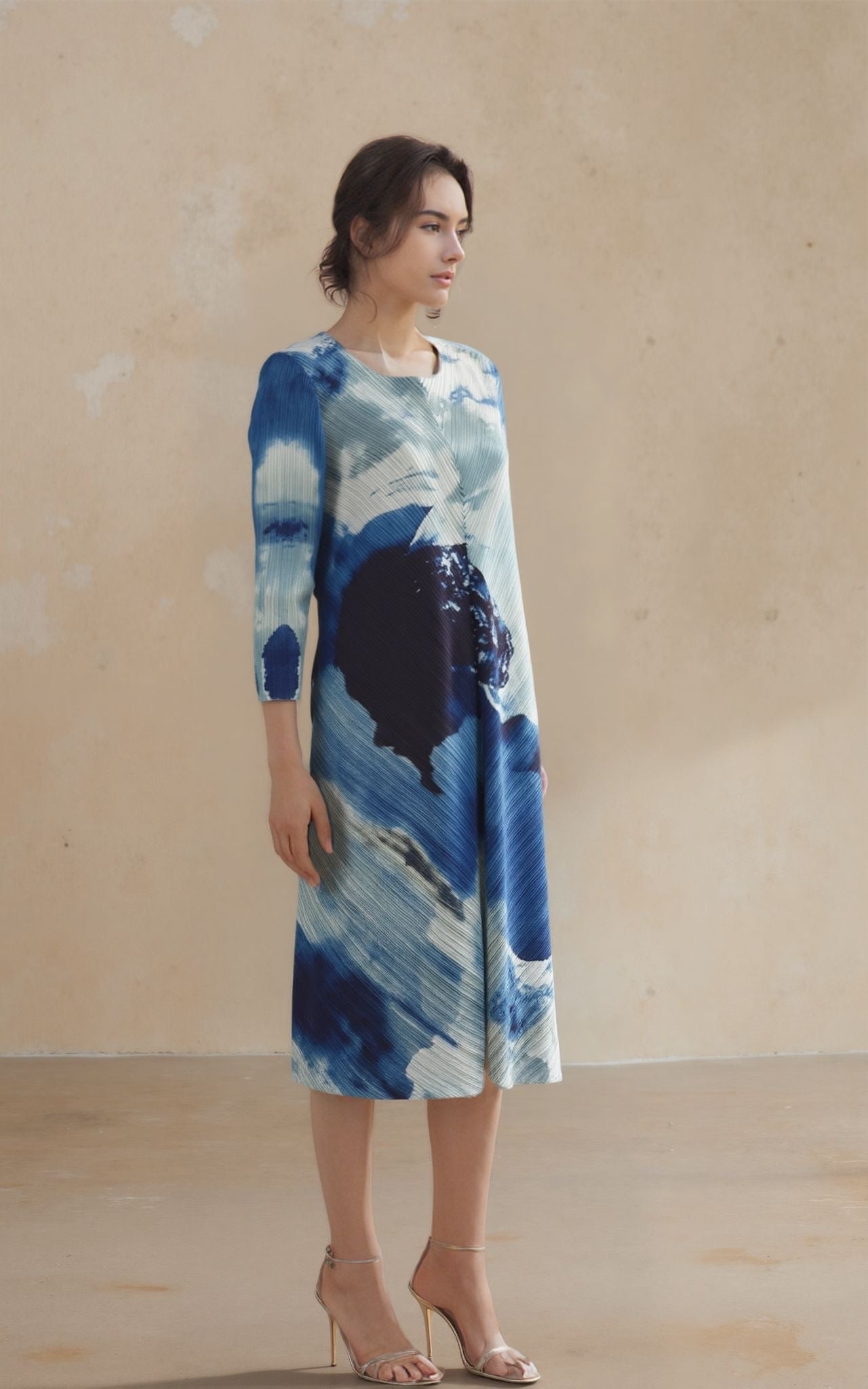 Pleated Sleeve Dress