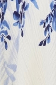 Pleated Sleeveless Dress with prints-White/Blue
