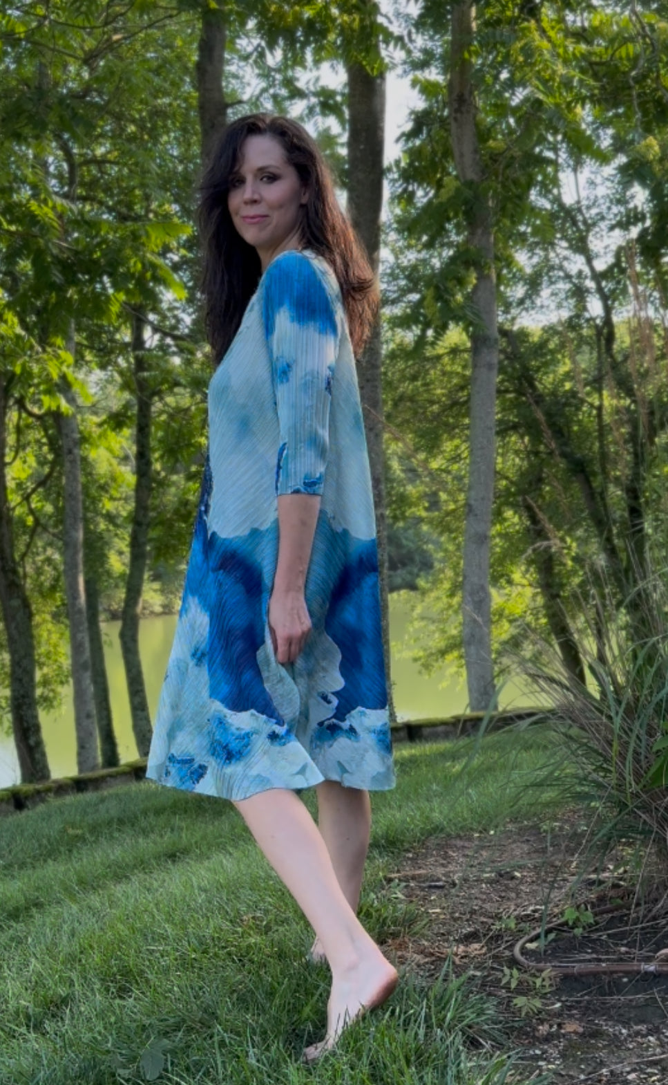 Pleated Sleeve Dress