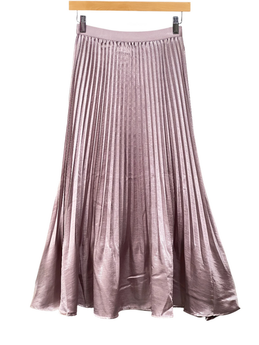 Pleating Crushed Sateen Skirt (Lilac)