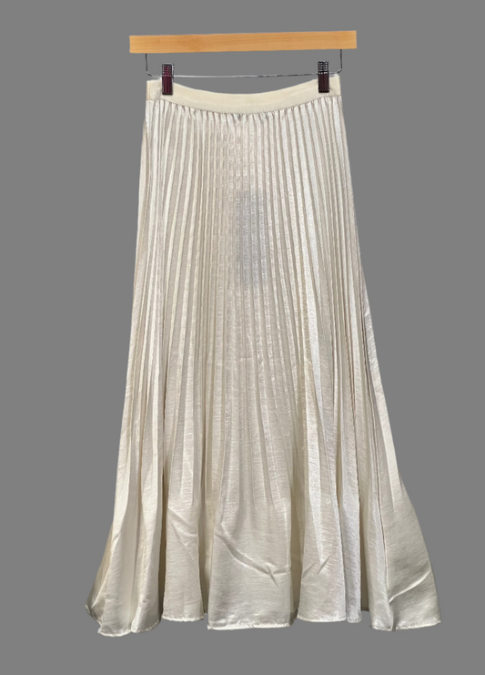 Pleating Crushed Sateen Skirt (Champagne)