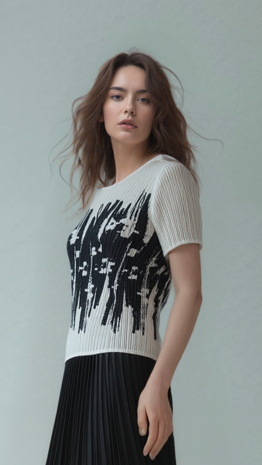 Pleated Sleeve Dress