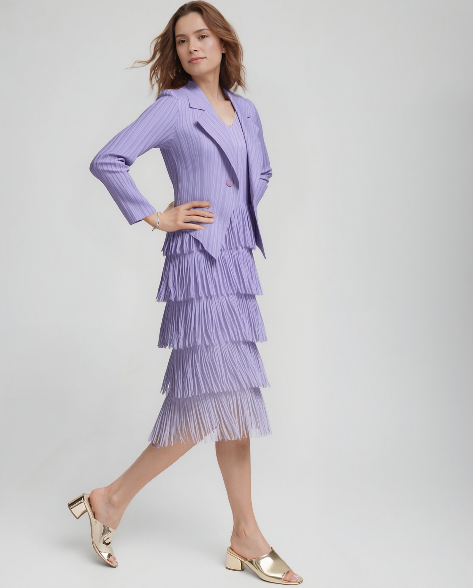 Pleating with fringe Dress set Pleating with fringe Dress set