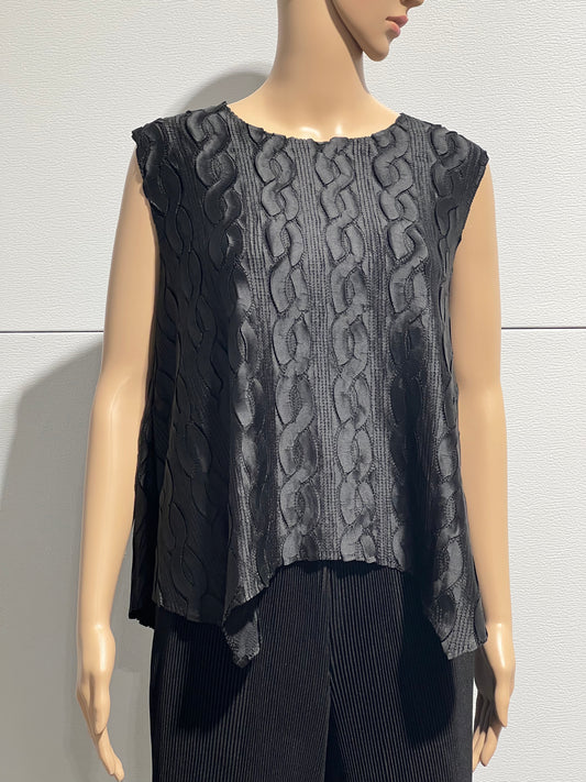 Pleated Cable top with flared Sweep (Black)