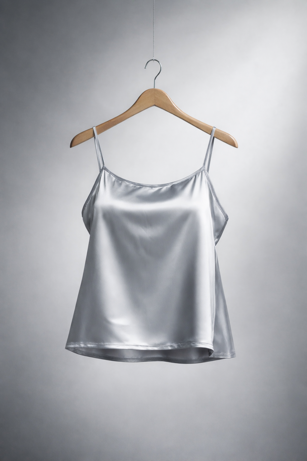 Stretch Satin Cami Top with adjustable spaghetti straps (Silver Grey)