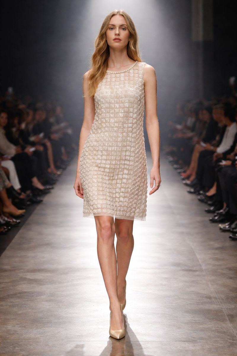 Lace Organza sleeveless Shift Dress with matching cami dress  (Ivory)