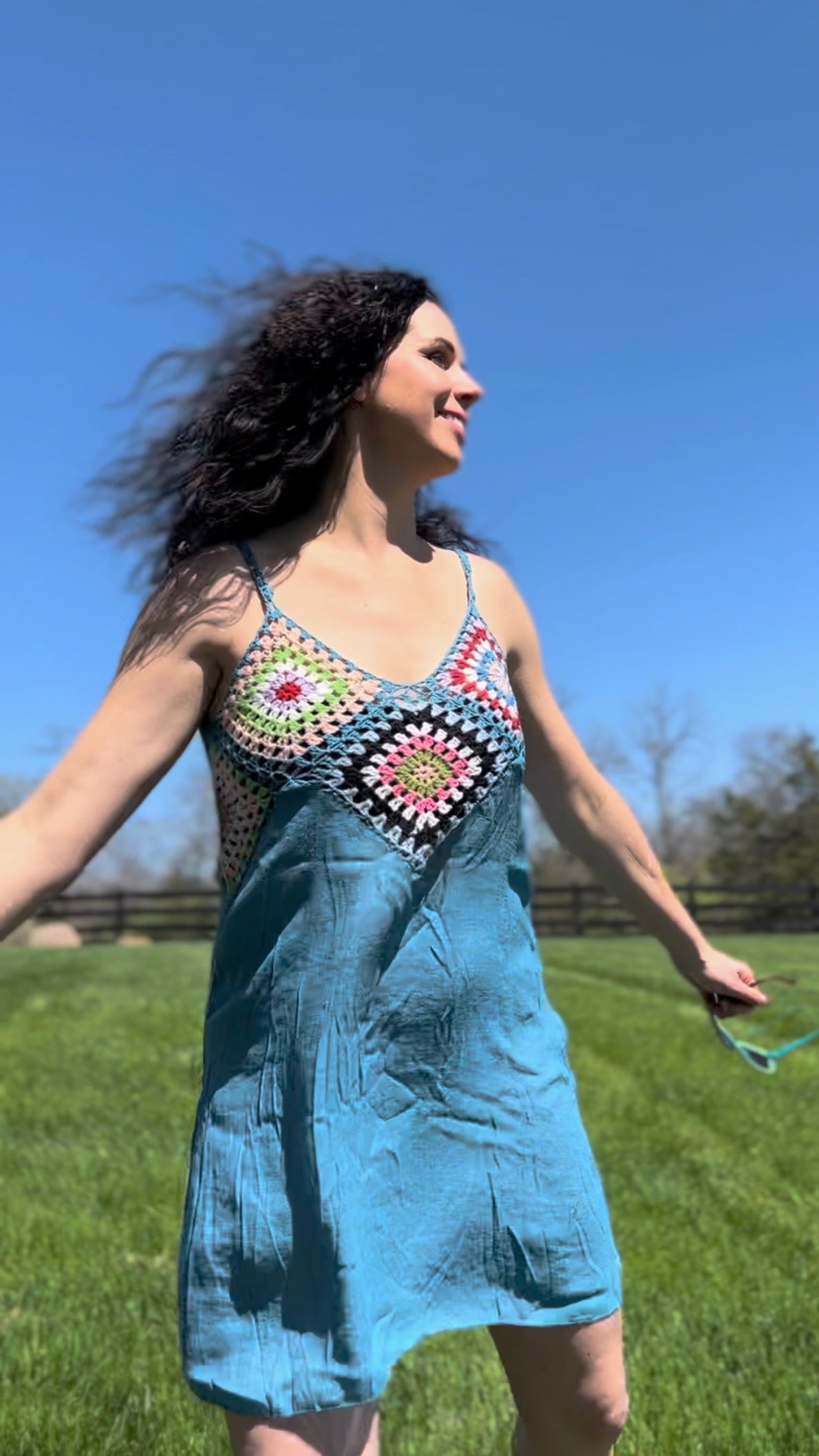 Crochet Beach Dress  (Sky Blue)