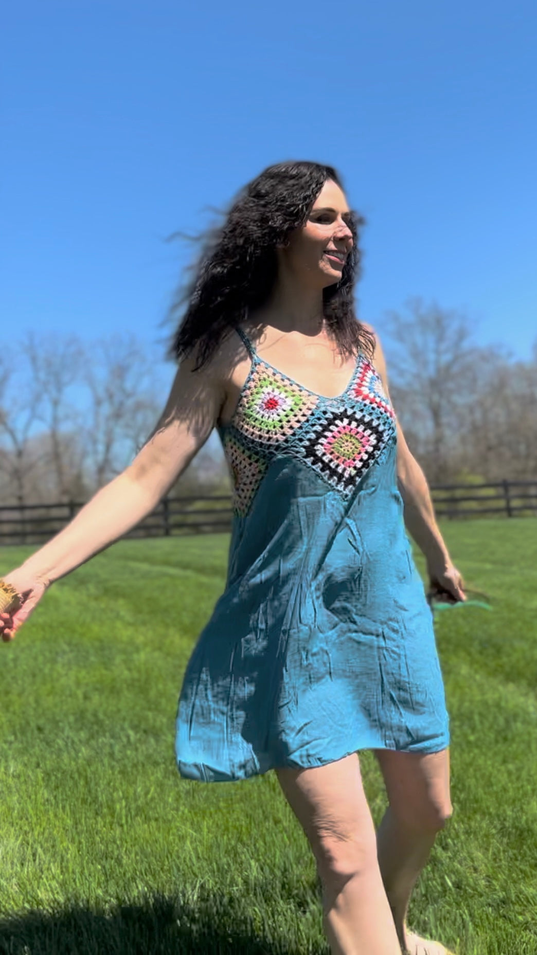 Crochet Beach Dress  (Sky Blue)