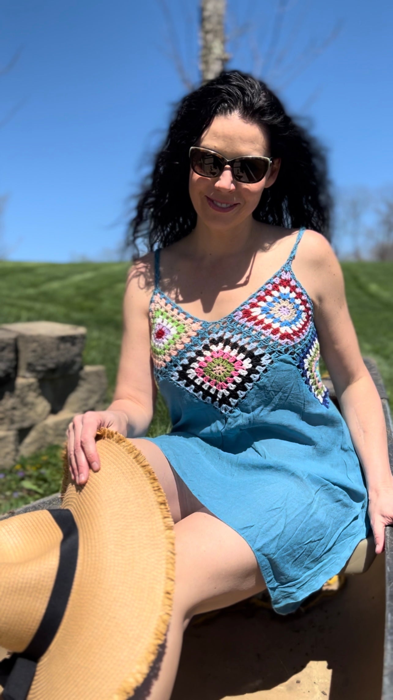 Crochet Beach Dress  (Sky Blue)