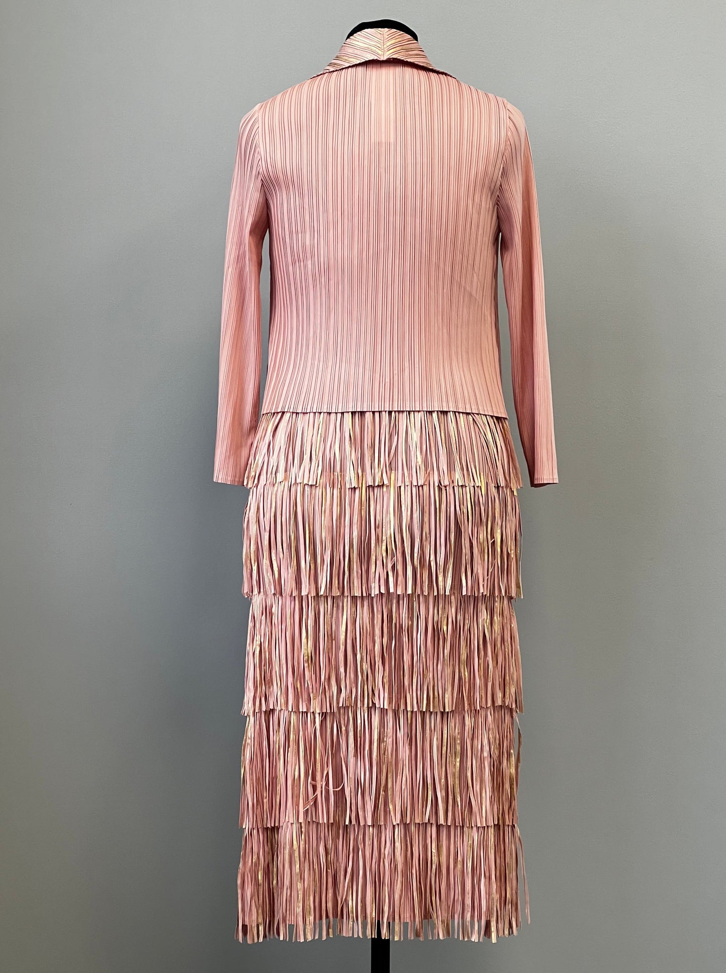 Pleating with fringe Dress set (Pink)