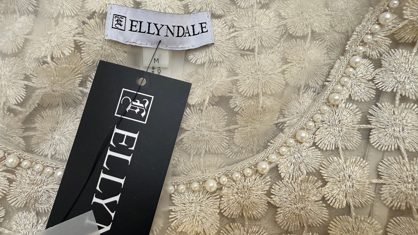 Lace Organza short sleeve Shift Dress with matching cami dress  (Ivory)