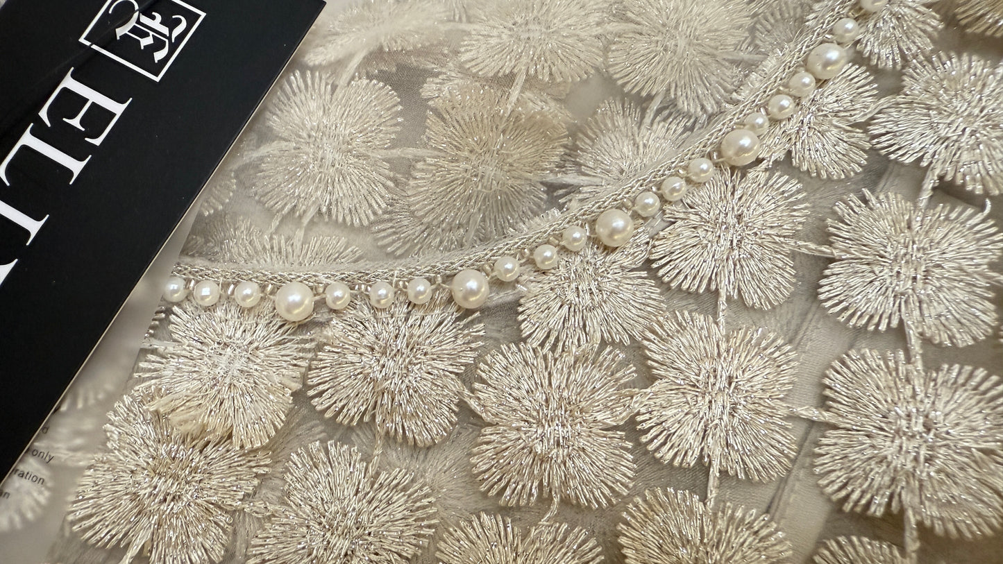 Lace Organza short sleeve Shift Dress with matching cami dress  (Ivory)