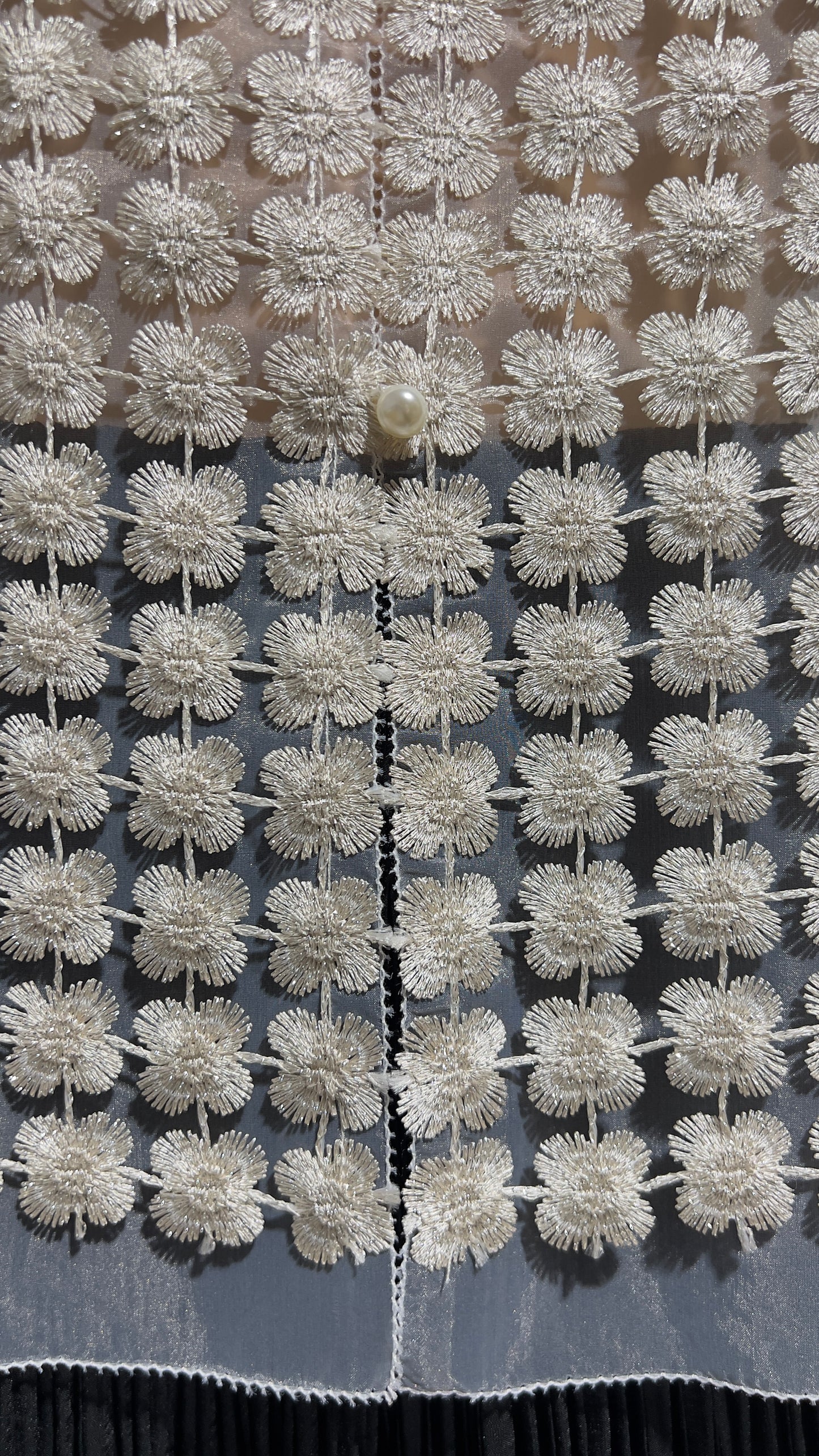 Lace Organza sleeveless Vest  (Ivory)