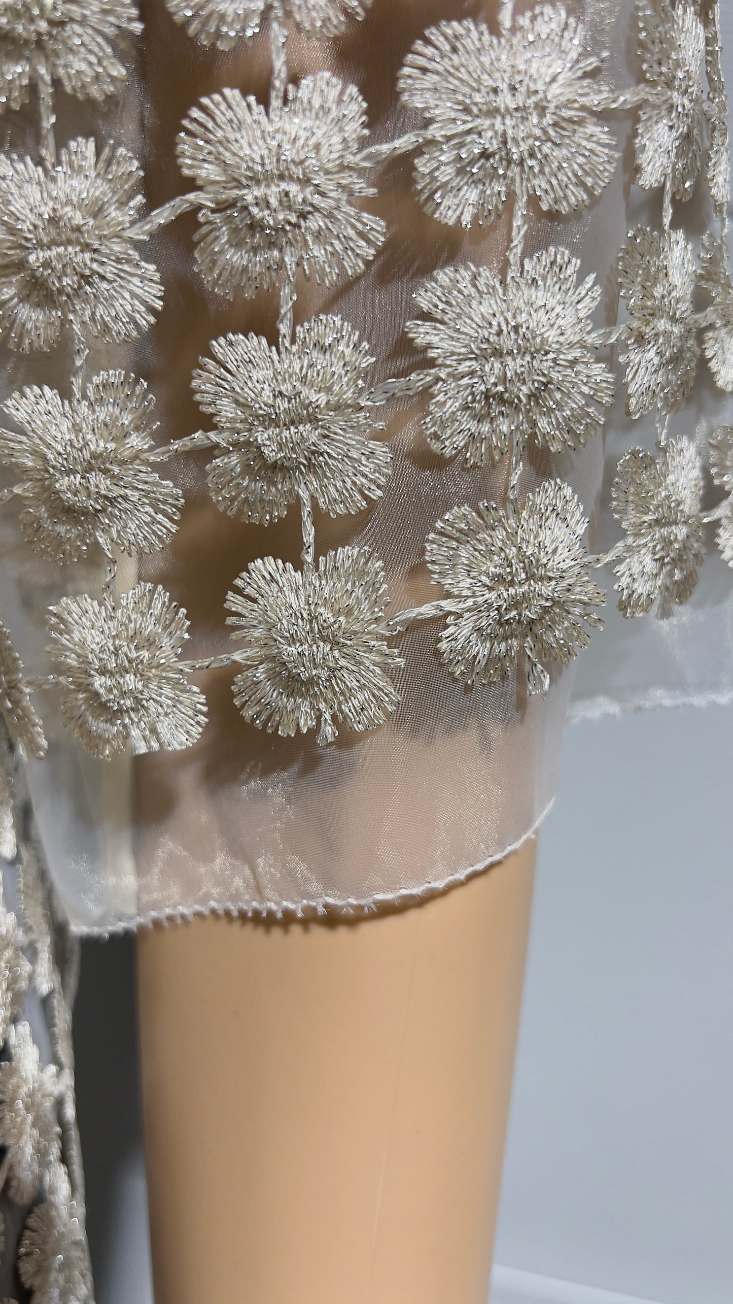 Lace Organza sleeveless Vest  (Ivory)
