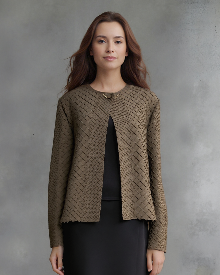 Pleating Jacket- Waffle Weave (Almond)