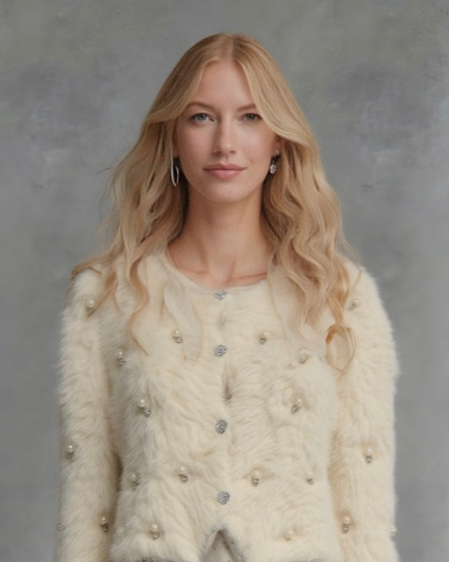 Fluffy Diamonds&Pearls Bolero - Oatmeal