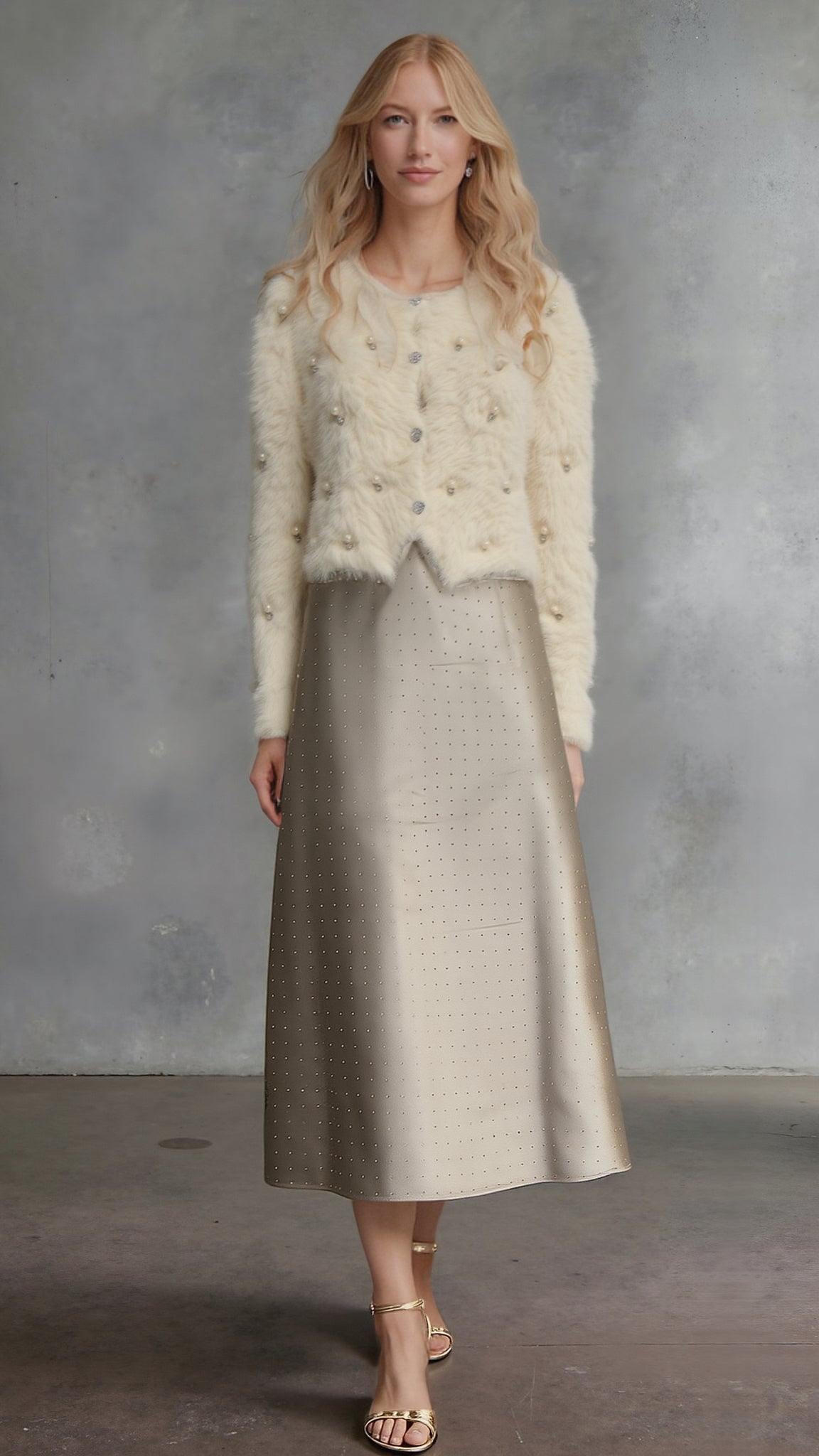 Fluffy Diamonds&Pearls Bolero - Oatmeal