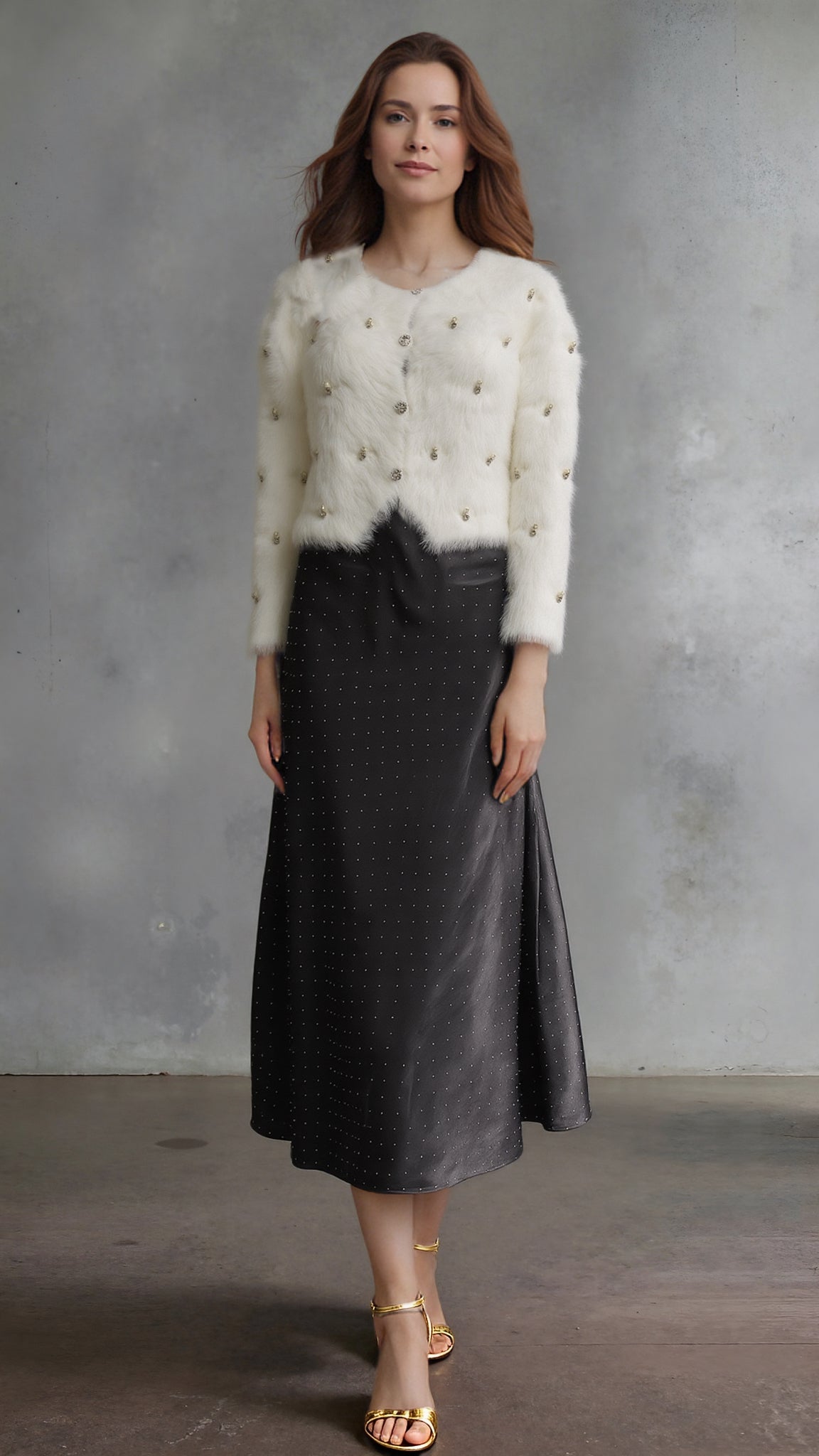 Fluffy Diamonds&Pearls Bolero - White