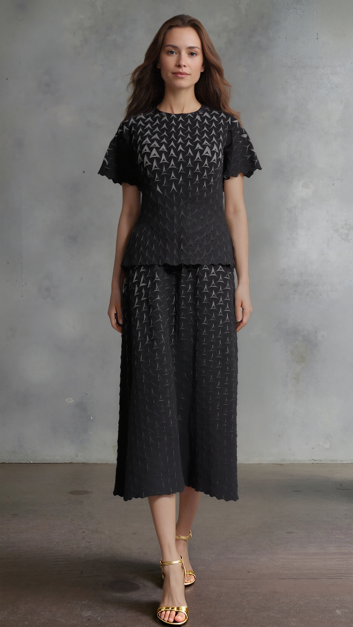 Pleating Midi Skirt- Shadow Tri (Grey)