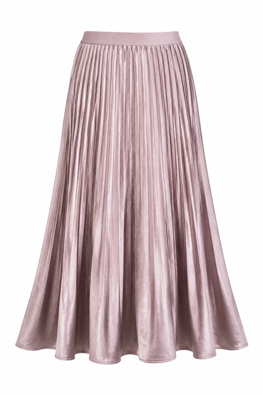 Pleating Crushed Sateen Skirt (Lilac)