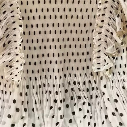 Pleating Ruffle Polka dot Top - White