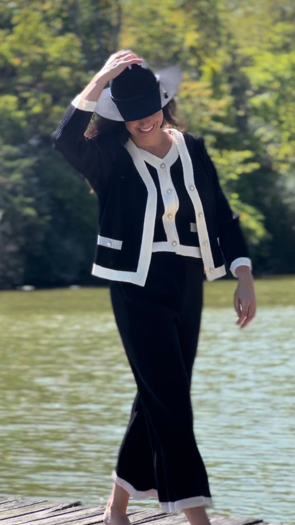 Pleating jacket  set - Channel style (Black/White)