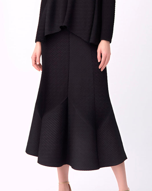 Pleated  Flare skirt - Black