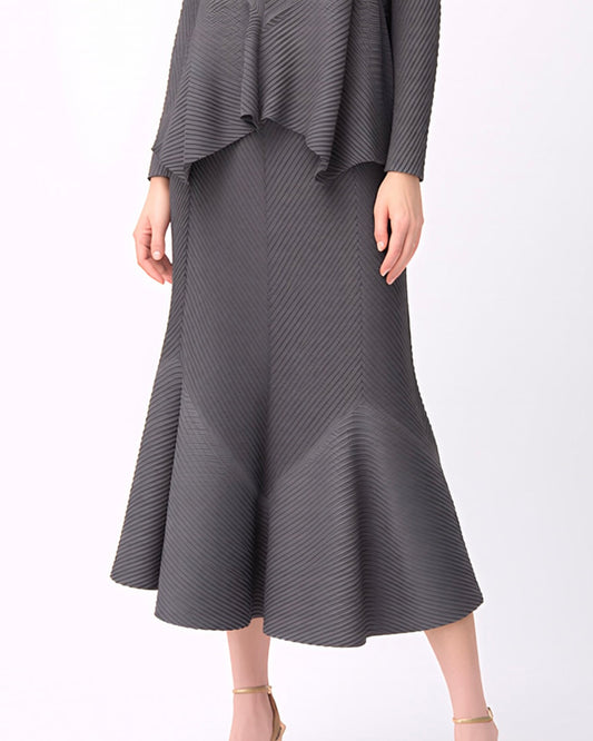 Pleated  Flare skirt - Grey