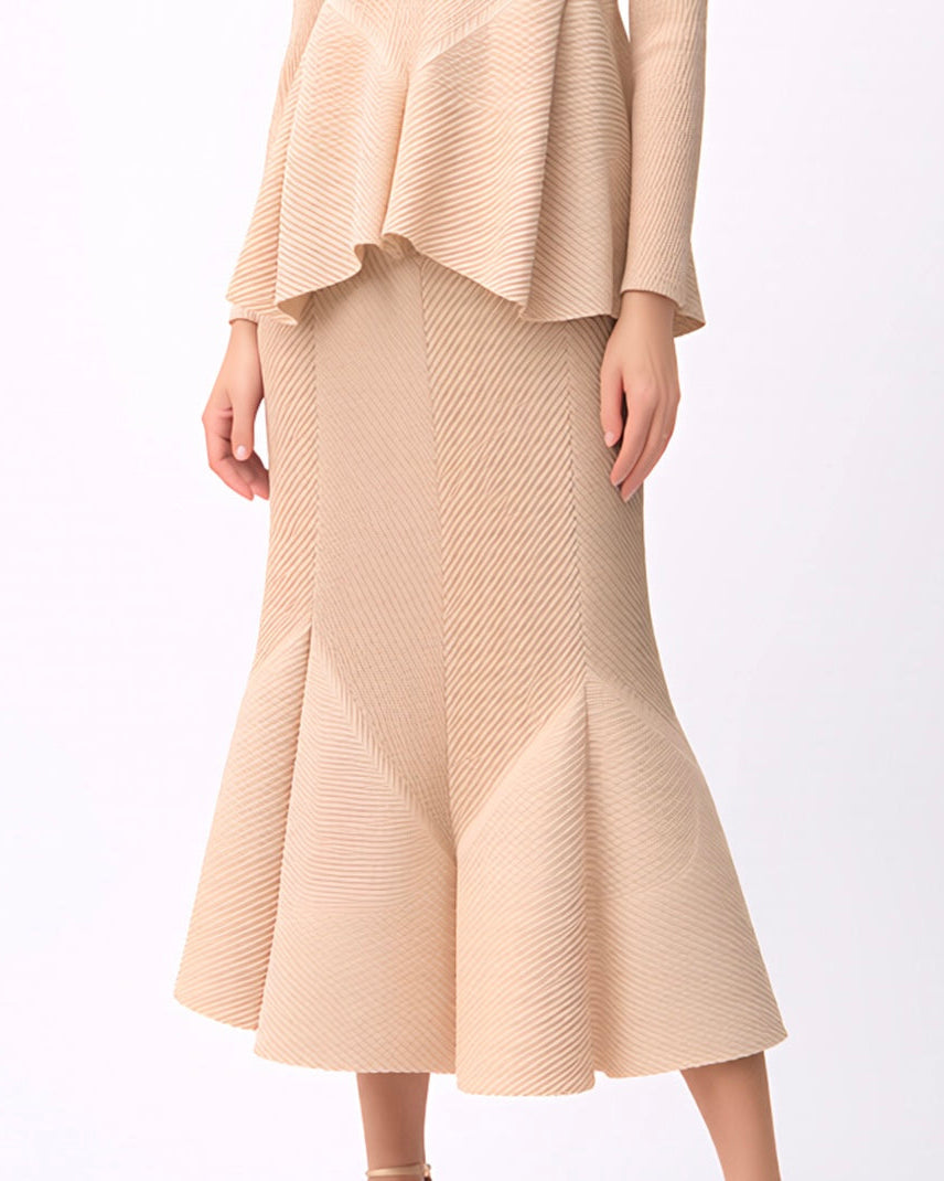 Pleated  Flare skirt - Cream