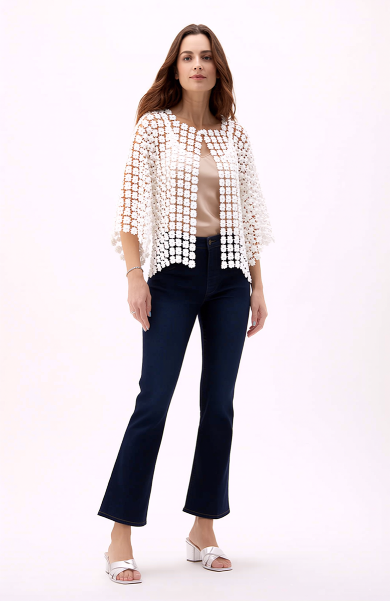 Short Lace coverup with all over Pearls attached  (Cream)