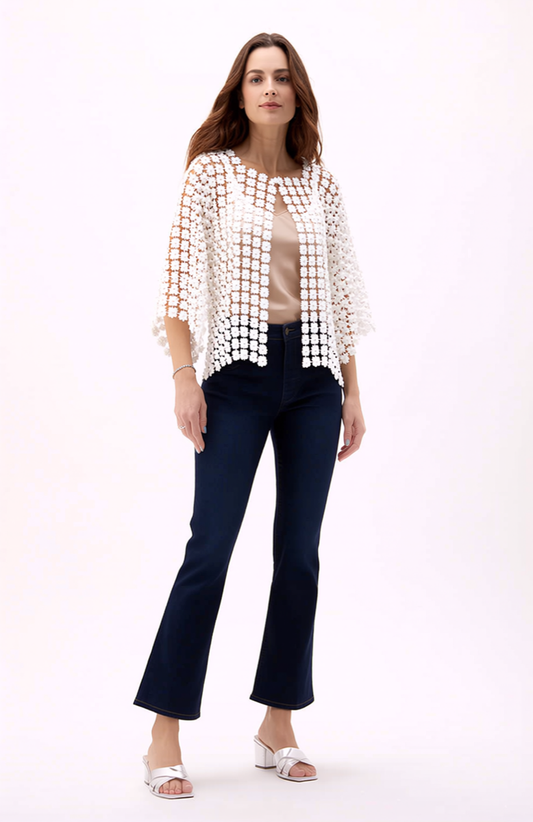 Short Lace coverup with all over Pearls attached  (Cream)