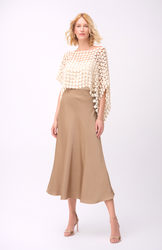 Lace Poncho with all over Pearls attached  (Ivory）