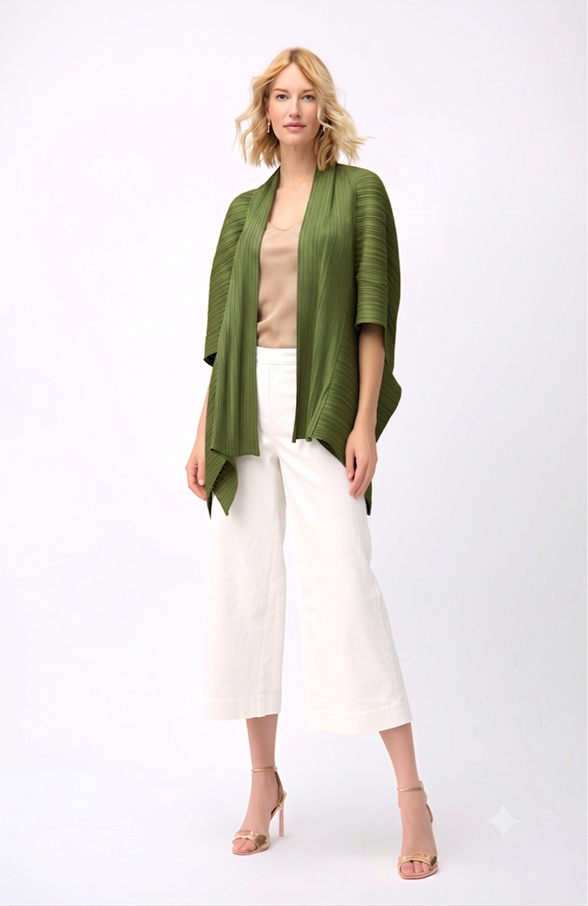 2-Way Pleated Kimono Jacket ‚One Size- Olive